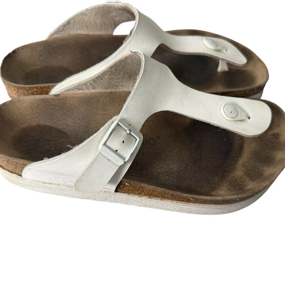 Birkenstock Papillio Gizeh Platform White Sandals Size 40 9 9.5 Women’s Thong - Picture 8 of 12